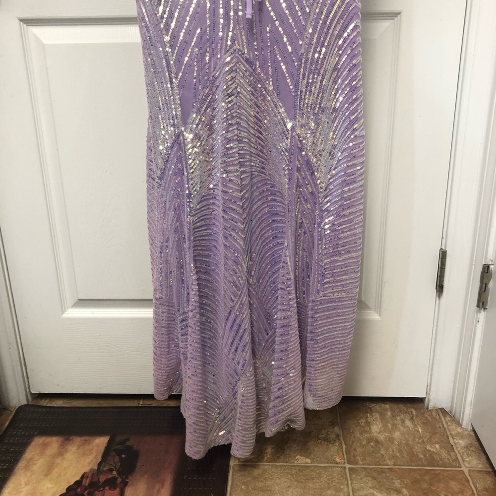 B. Darlin Elegant Purple Mermaid/Trumpet Sequin Gown - Picture 9 of 16
